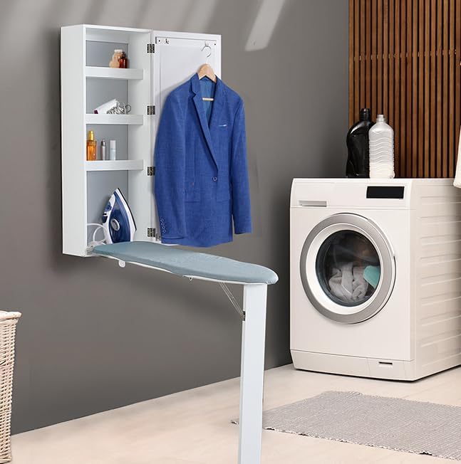 Wall Mounted Ironing Board with Storage Cabinet