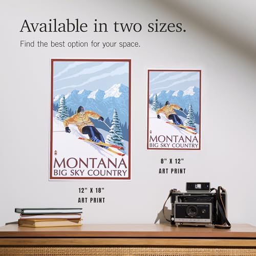 Lantern Press 8x12 Art Print Montana Big Sky Country Downhill Skier