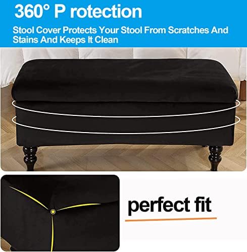 Rectangle Velvet Ottoman Cover with Lid for Storage