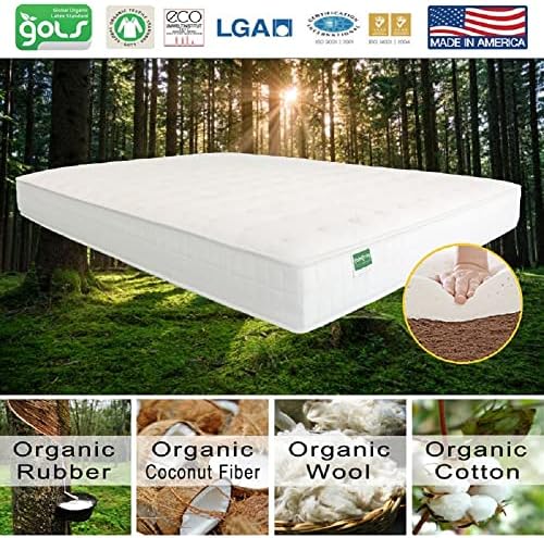 Kochi Twin Mattress Organic Latex Coconut Coir 6 inch Medium Firm