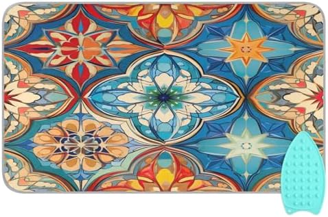 Colorful Geometric Ironing Mat with Heat-Resistant Pad