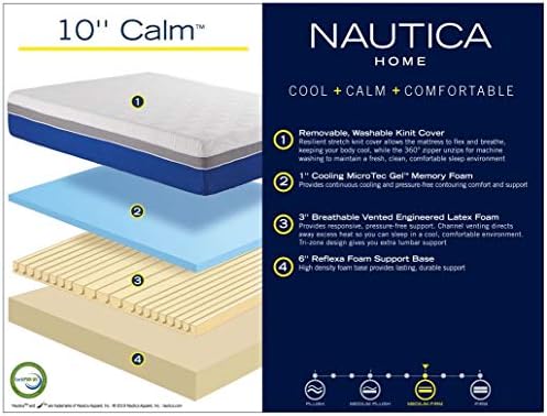 Nautica 10 Inch Memory Foam Mattress with Cooling Gel King