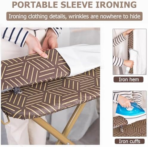 Adjustable Height Ironing Board with Cover and Steam Iron Rest