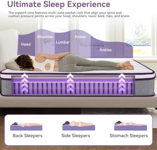 OOTDAY 12 Inch Hybrid Mattress with Cooling Memory Foam and Pocket Spring