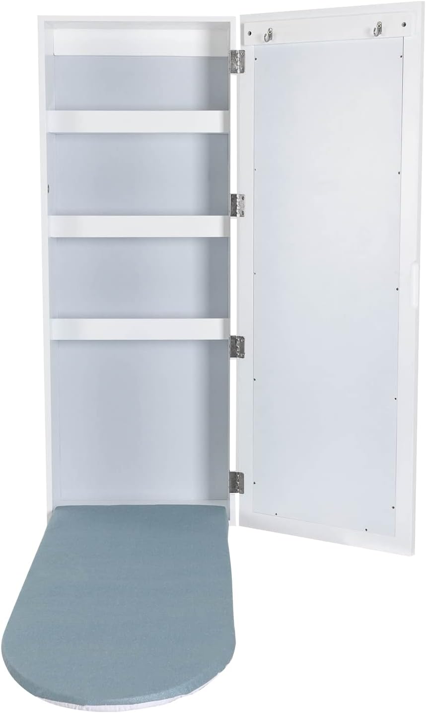 Silencear Wall-Mounted Ironing Board Cabinet with Mirror White