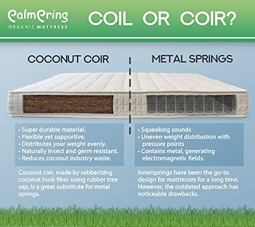 Kochi Twin Mattress Organic Latex Coconut Coir 6 inch Medium Firm