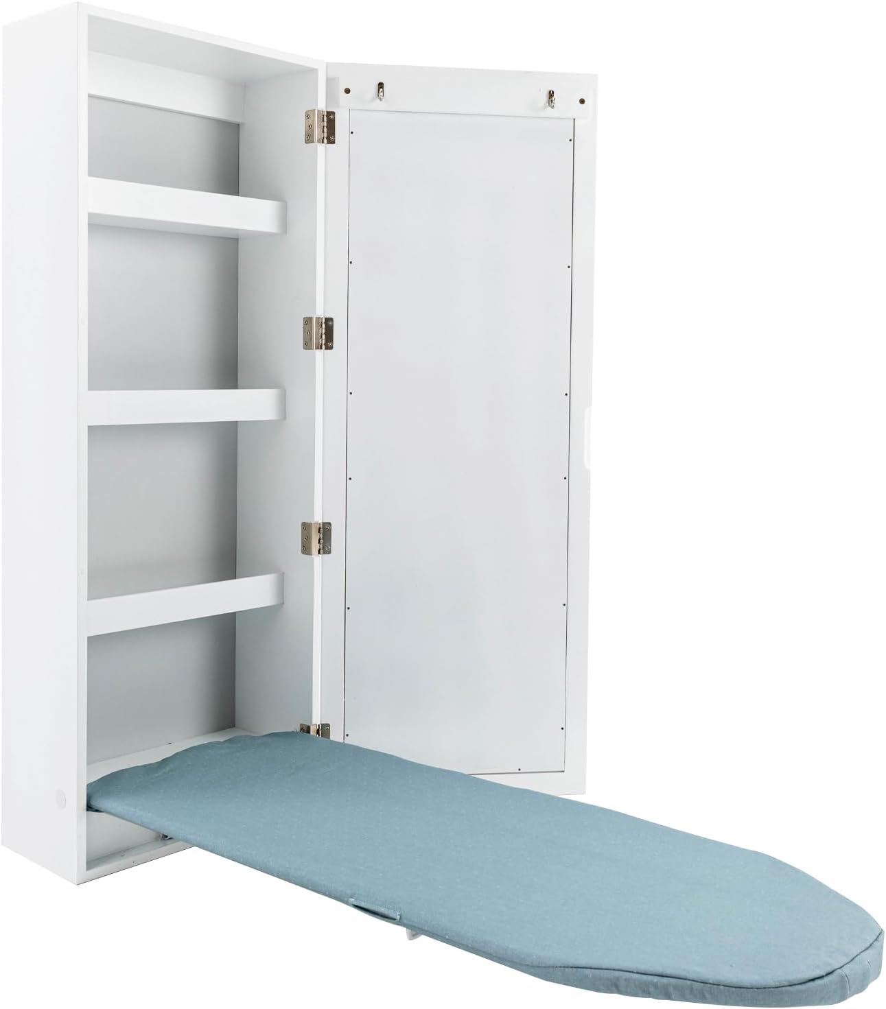 Foldable Ironing Board Cabinet with Mirror and Storage