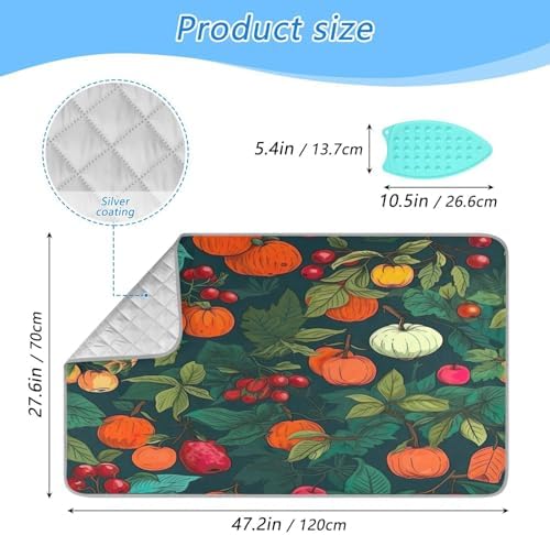 GAIGEO Autumn Leaves with Apples Ironing Mat Foldable Portable Ironing Board
