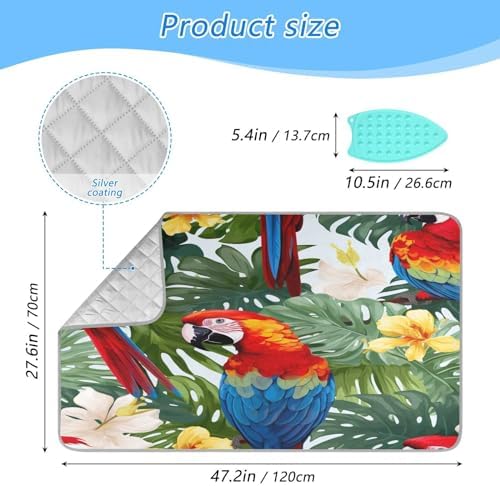 GAIGEO Red Parrot on Leaves Portable Ironing Pad