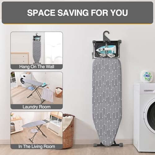 APEXCHASER Heavy Duty Ironing Board with Iron Rest and Clothes Rack