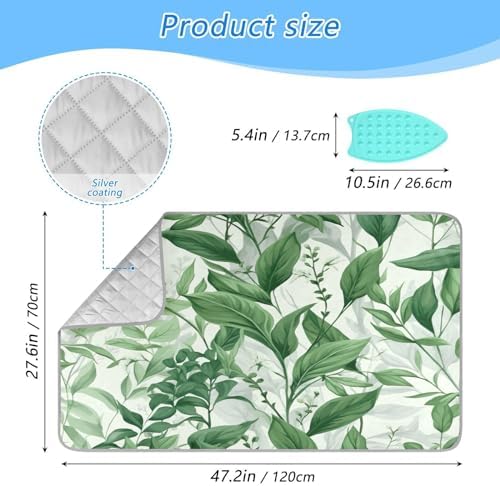 Green Plants and Leaves Ironing Mat Foldable Durable