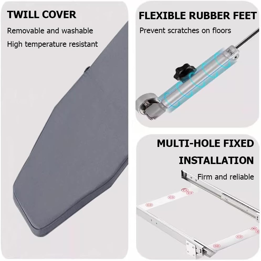 Retractable Ironing Board with 180 Swivel and Foldable Design