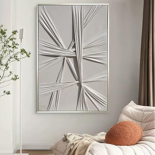 Beige 3D Fabric Abstract Wall Art 315x47 Inches