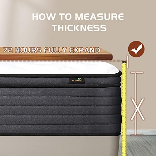 Aicehome Queen Mattress 14 Inch Pocket Spring Gel Memory Foam Medium Firm