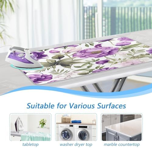 GAIGEO Violet Floral Ironing Mat with Leaves Foldable and Portable