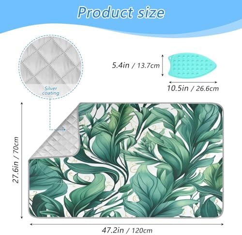 GAIGEO Green Leaves Folding Ironing Mat Portable Ironing Board Alternative