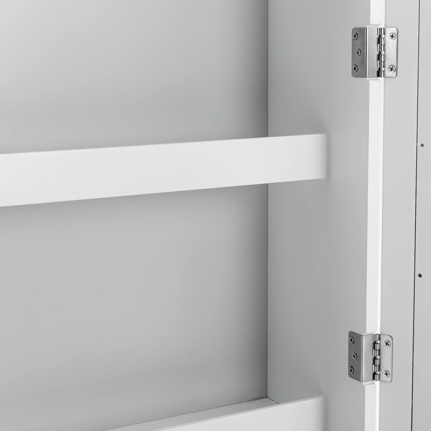 Wall-Mounted Ironing Board with Mirror and Hooks
