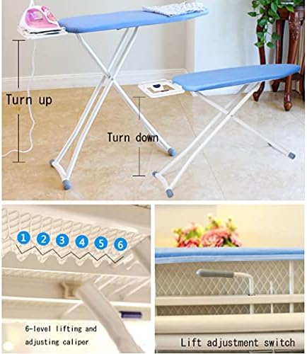 BDPP Ironing Board with 6 Height Options and Flame Retardant Fabric