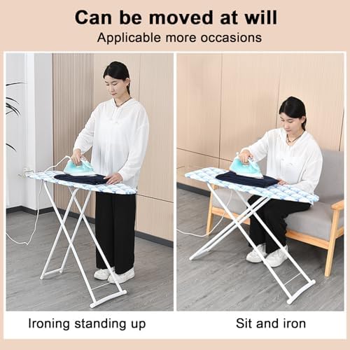 Foldable Ironing Board with Height Adjustment and Iron Rest