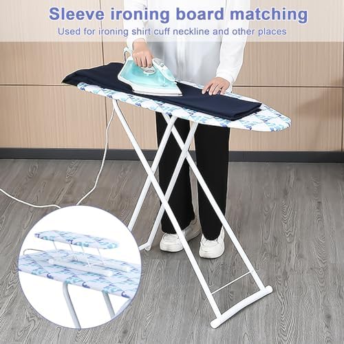 Foldable Ironing Board with Height Adjustment and Iron Rest
