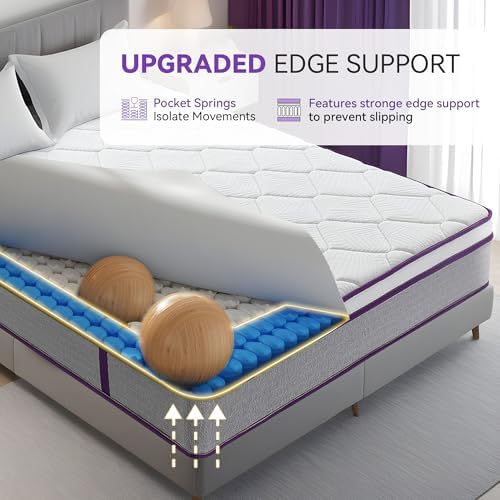 OOTDAY 12 Inch Hybrid Mattress with Cooling Memory Foam and Pocket Spring