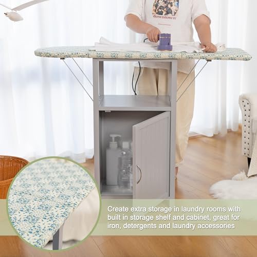 Rustic Ironing Board with Storage Cabinet
