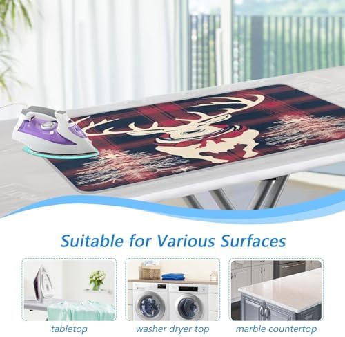 Wassud Plaid Ironing Mat with Deer Pattern Foldable Portable