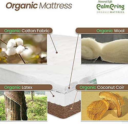 Kochi Twin Mattress Organic Latex Coconut Coir 6 inch Medium Firm