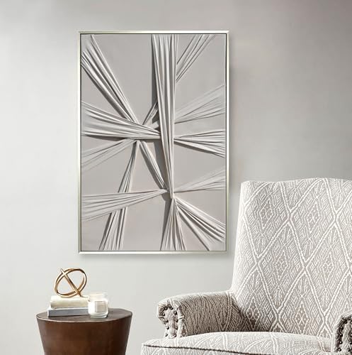 Beige 3D Fabric Abstract Wall Art 315x47 Inches
