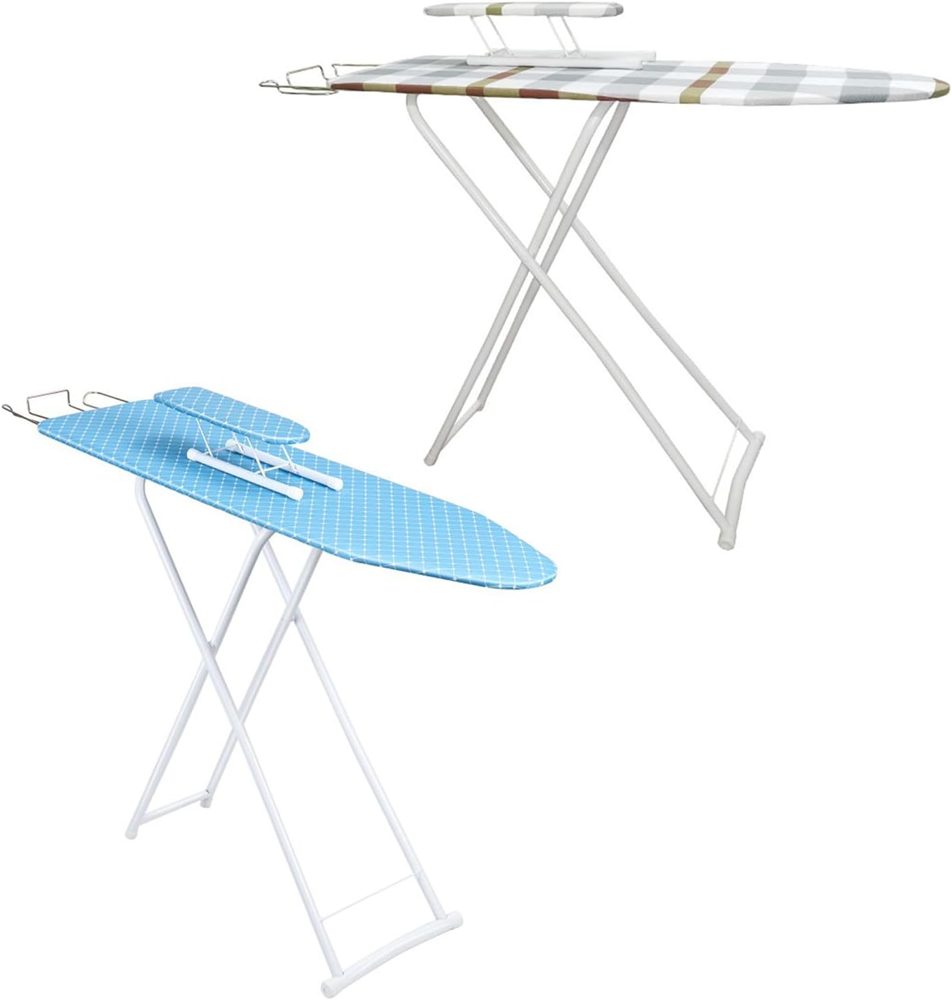 PAPABA Ironing Board with Foldable Iron Rest and Heat-Resistant Cover Blue