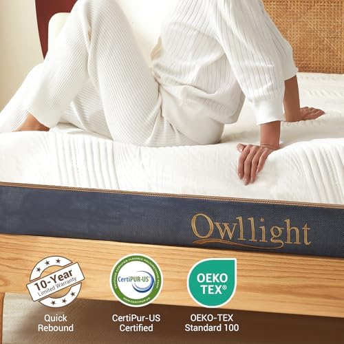 Owllight Twin Mattress 12 Inch Cooling Gel Memory Foam and Bamboo Charcoal