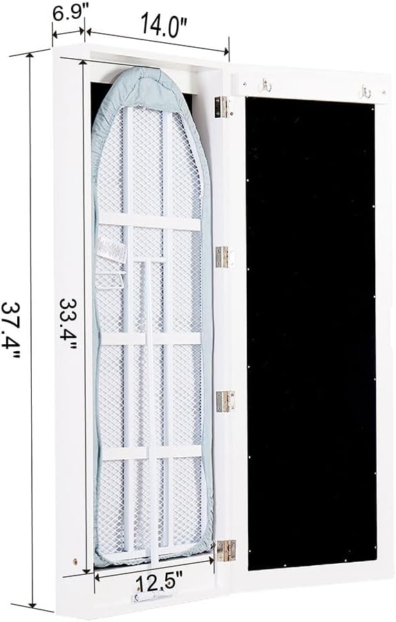 Wall-Mounted Ironing Board Cabinet with Mirror