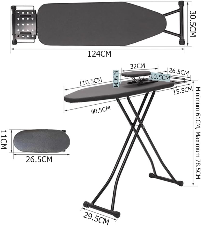 Adjustable Height Ironing Board with Heat Resistant Cover