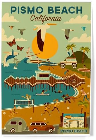 Lantern Press 8x12 Art Print Pismo Beach Blue Sky