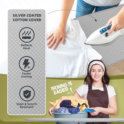 Ironing Board 48x15 with Iron Holder and Adjustable Height
