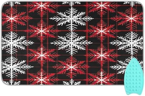 GAIGEO Red and Black Plaid Ironing Mat with Snowflakes Pattern