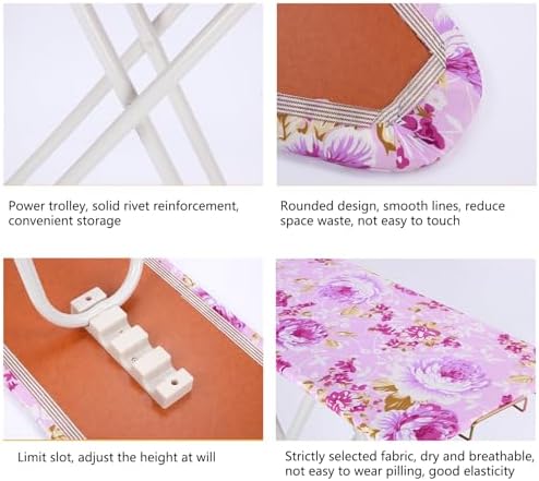 Foldable Ironing Board with Height Adjustment and Print Flower Cover