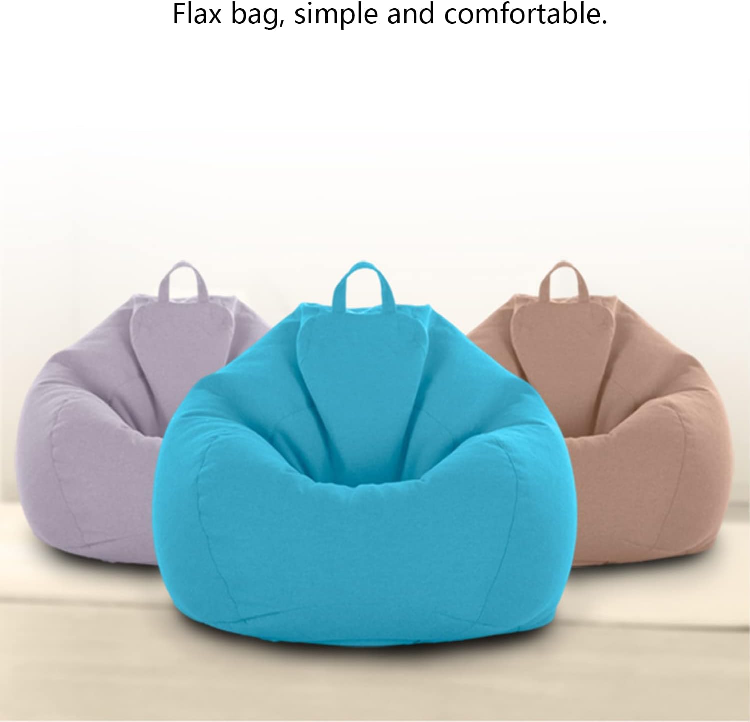 Bean Bag Cover Cotton Linen Zipper 110x130cm Blue
