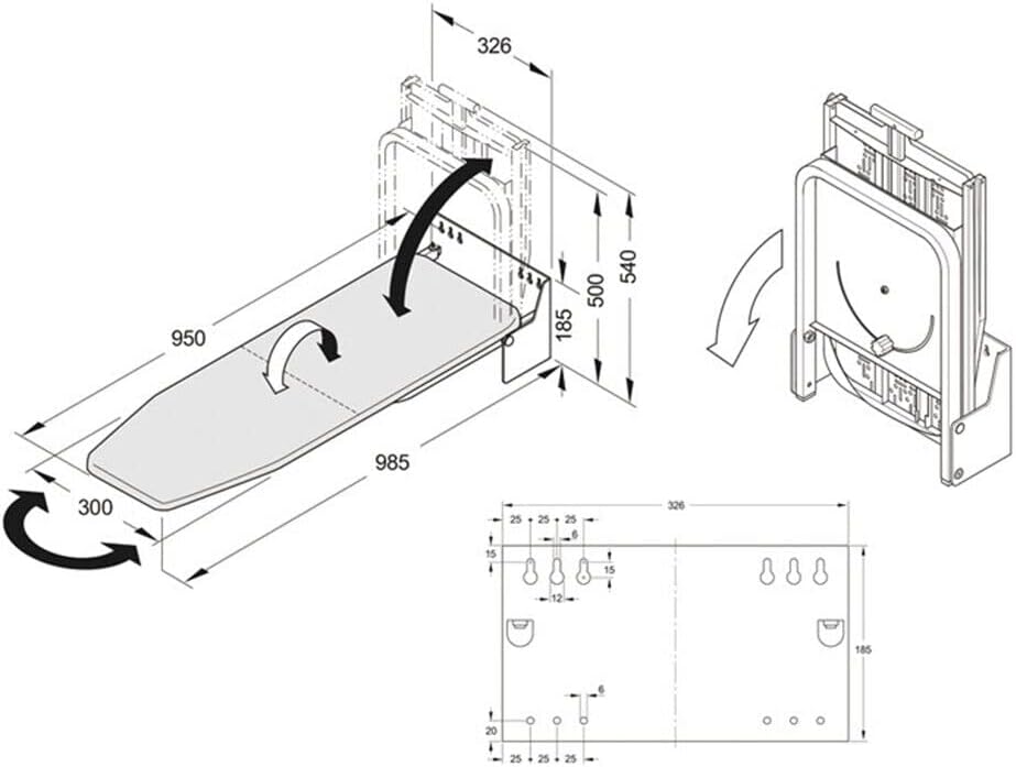 RustyVioum Wall Mounted Ironing Board with Swivel and Retractable Design