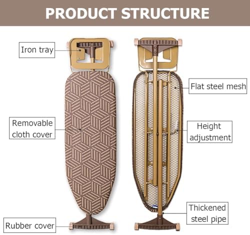 Adjustable Height Ironing Board with Cover and Steam Iron Rest
