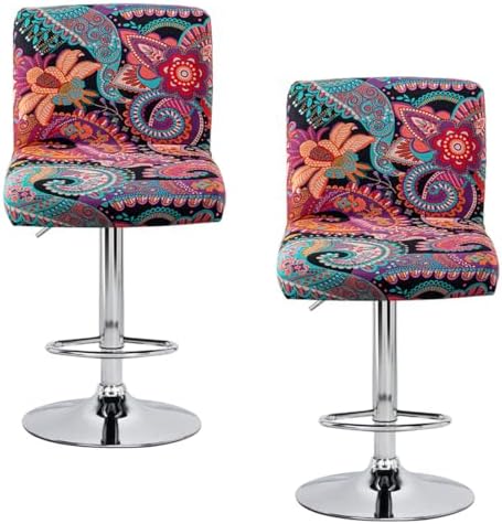 Levoberg Bar Stool Covers Set of 2 Printed Slipcovers with Backs