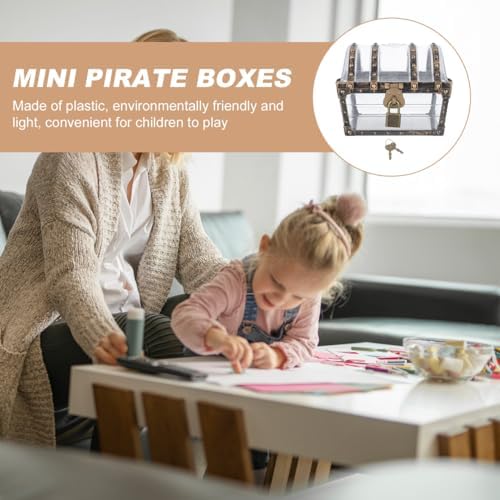 Pirate Treasure Chest Toy Box with Lock and Key for Kids