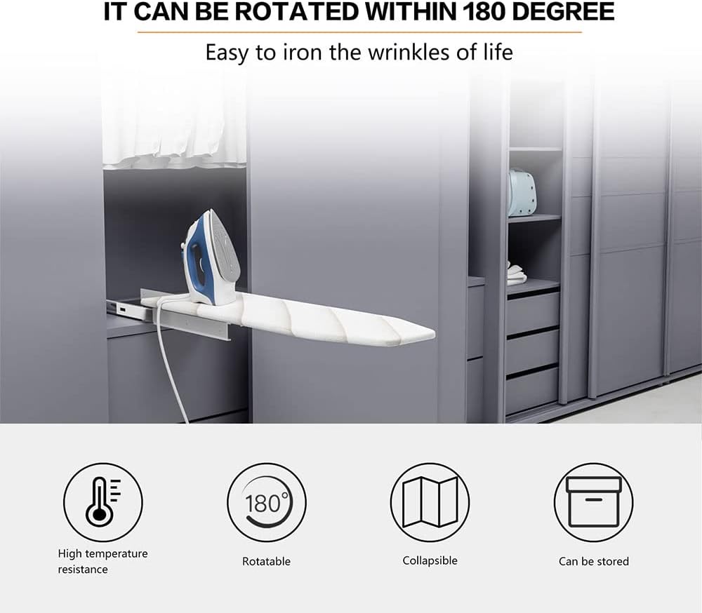 DHBREK Foldable Wall-Mounted Ironing Board for Space Saving