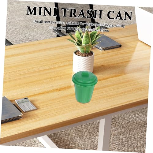 BESPORTBLE 10pc Green Mini Trash Can with Lid Desktop Organizer
