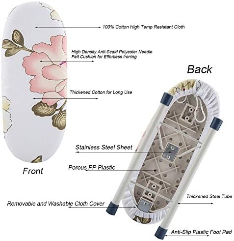 Fdit Foldable Mini Ironing Board for Travel and Home Use