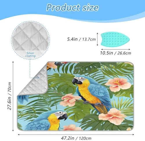 GAIGEO Ferns Leaf and Blue Parrots Portable Iron Mat