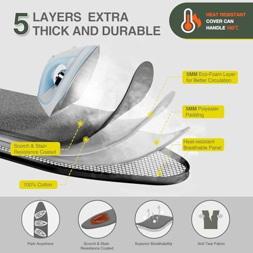 APEXCHASER Full Size Ironing Board 18 x 51in Black