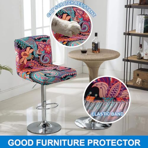 Levoberg Bar Stool Covers Set of 2 Printed Slipcovers with Backs