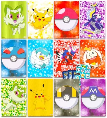 Mini Pokemon Poster Set with 12 Posters and Stickers