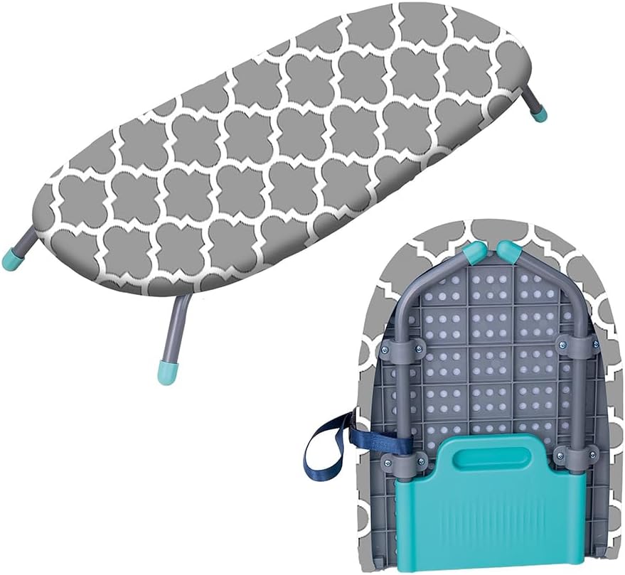 Foldable Ironing Board Set with Heat Resistant Cover and Iron Holder